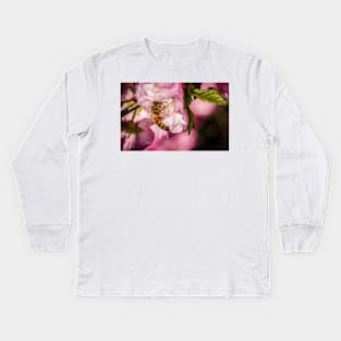 Bee On Flowering Almond Kids Long Sleeve T-Shirt